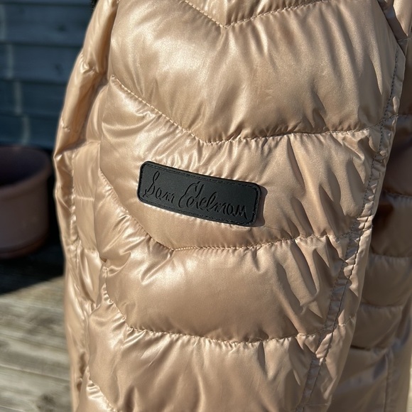 Sam Edelman puffer coat in beige/latte/champagne long high neck M - Picture 6 of 9
